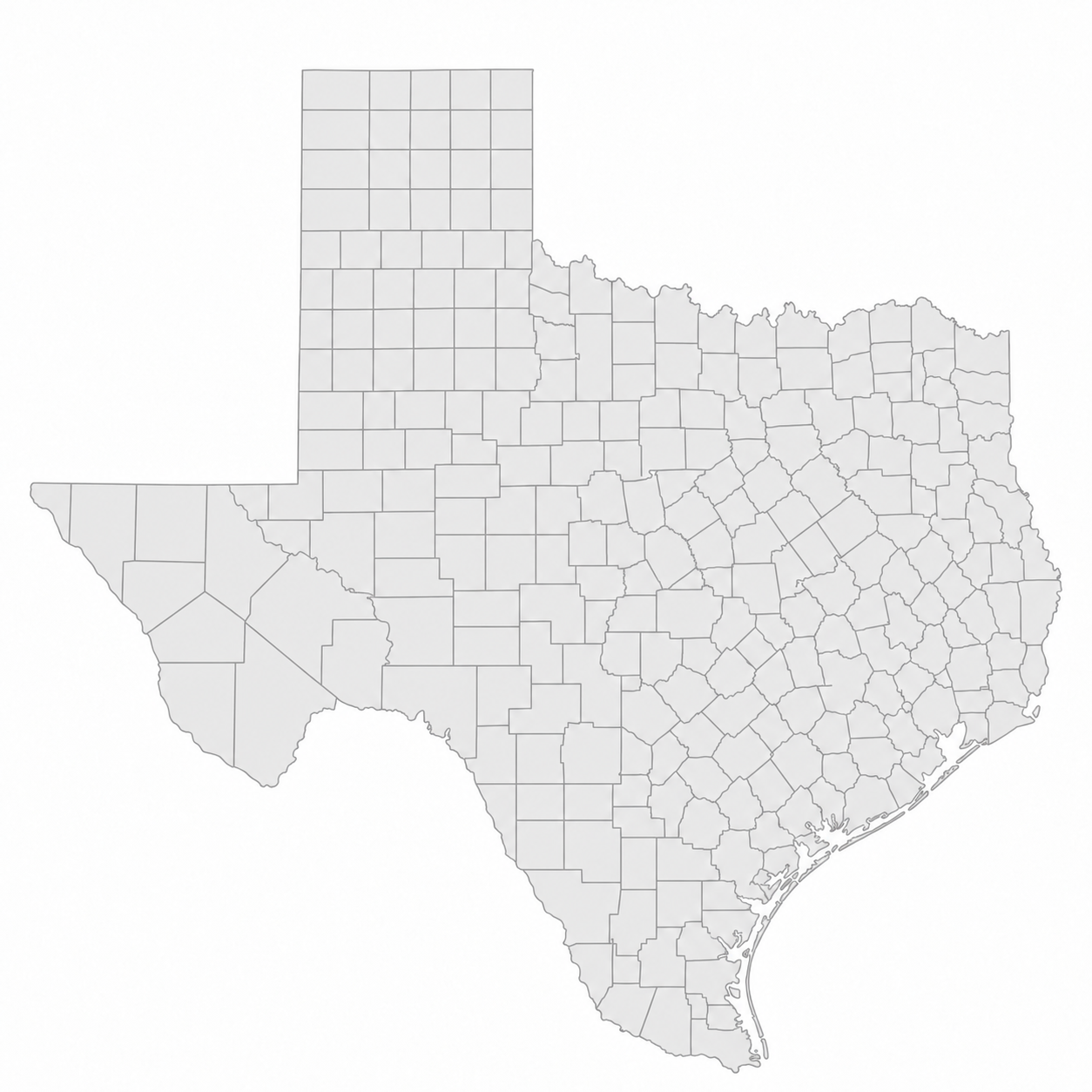 Clean Texas County Map
